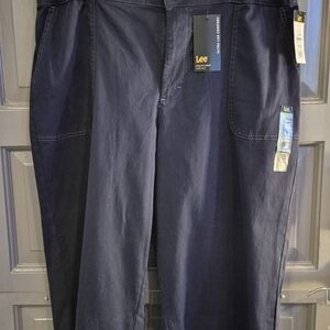 Lee Navy Wide-leg, Elastic Waist Pants Women's Plus Size 18 NWT